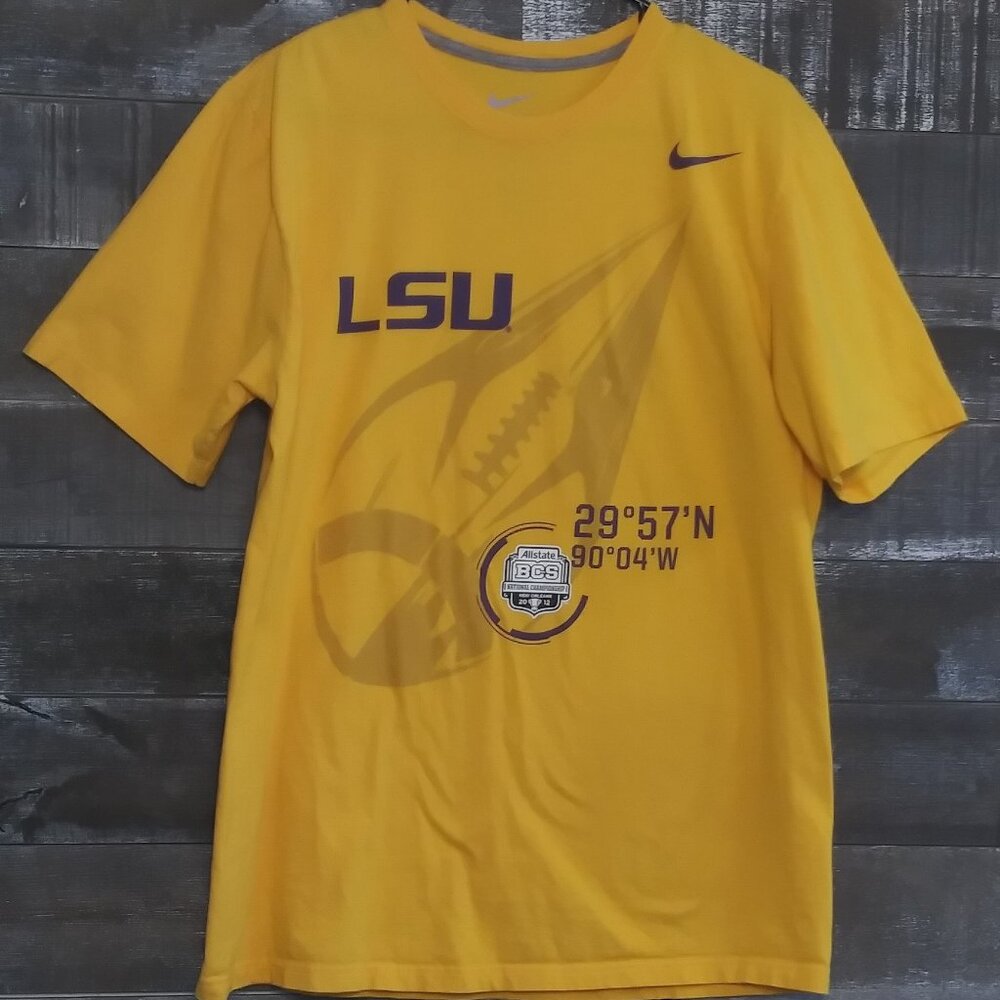 LSU Tigers 2012 National Championship Game NCAA Nike Mens Large Gold SS T Shirt